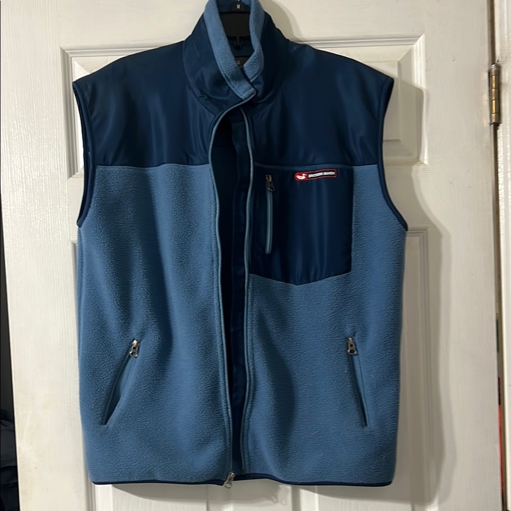 Southern Marsh Blue Fleece Vest Sporty Casual